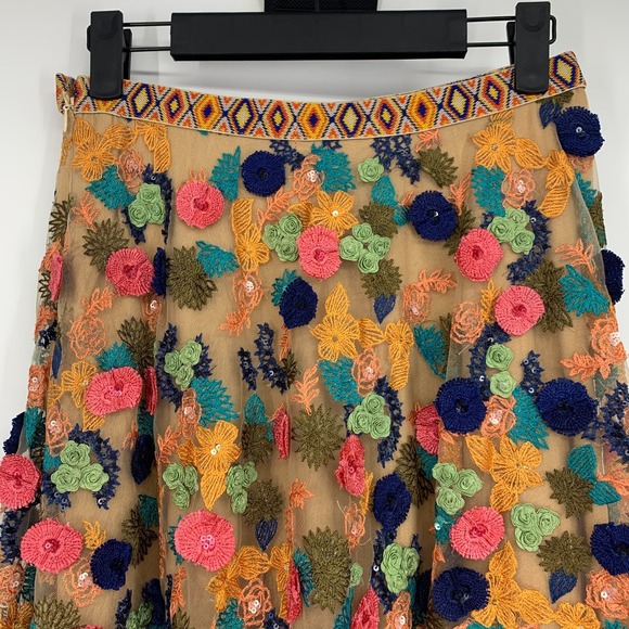 Anthropologie Bhanuni by Jyoti Skirt Florence Embroidered Floral Tulle - Picture 12 of 15